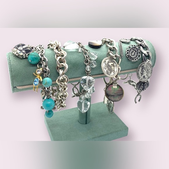 Retro Charm Bracelets Dangly Silver Jewelry Lot - Picture 3 of 11